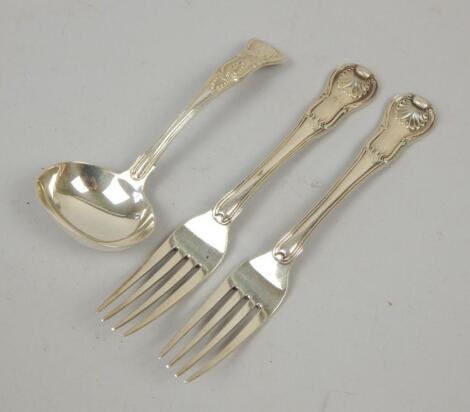 Three items of 19thC Kings pattern silver