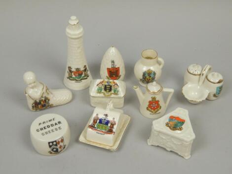 A collection of crested porcelain