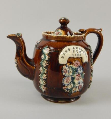 A Victorian bargeware teapot