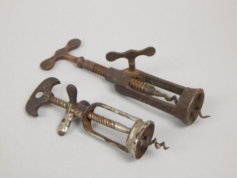 Two Victorian metal corkscrews