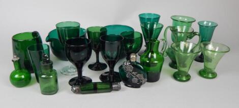 A collection of Victorian and later green glass