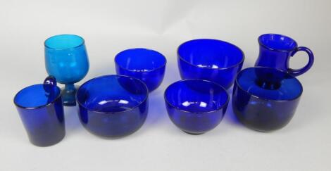 A collection of Bristol Blue type glass