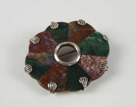 An early 20thC Scottish style coloured agate brooch