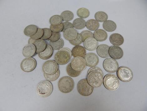 A quantity of silver half crowns.