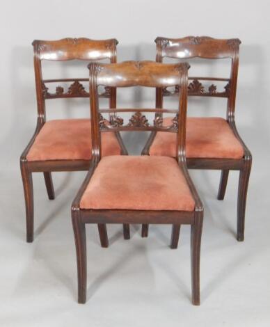 A set of three early 19thC Regency mahogany dining chairs