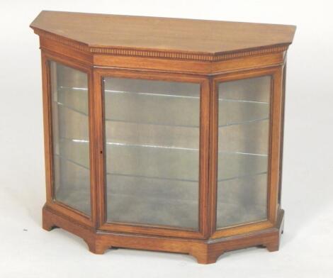 An Edwardian mahogany and boxwood strung miniature display cabinet