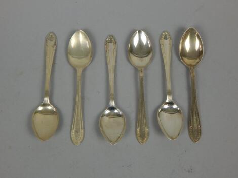 A set of six silver coffee spoons