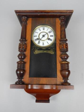 A late 19thC Vienna style walnut wall clock