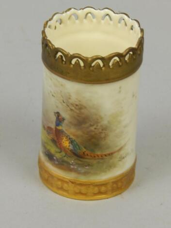 A Royal Worcester cylindrical vase