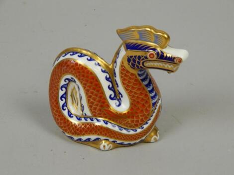 A Royal Crown Derby Imari porcelain dragon