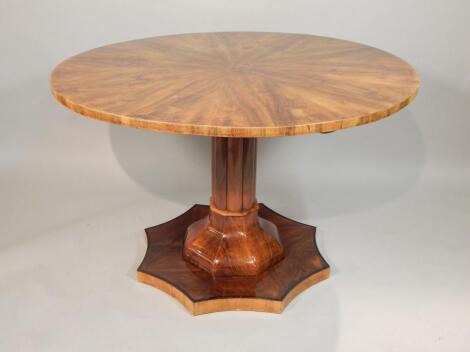 A 19thC Continental walnut breakfast table