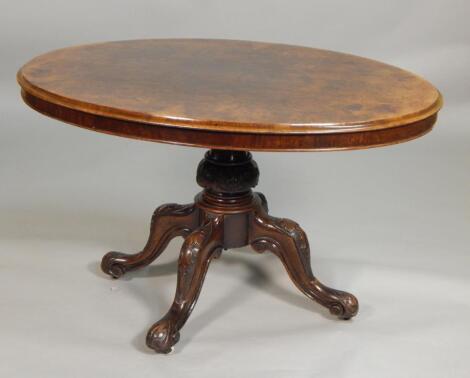 A Victorian figured walnut breakfast table