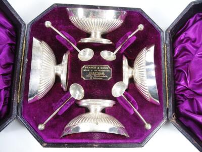 An early 20thC silver plated four piece salt set - 2