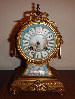 A mid 19thC French balloon mantel clock