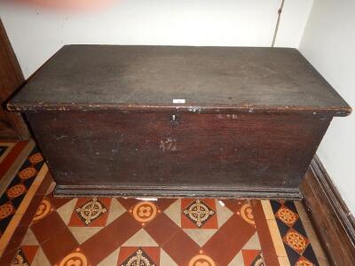 An early 19thC stained pine blanket box