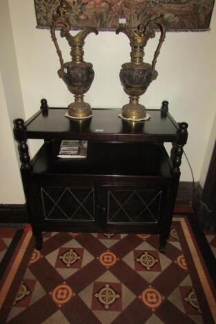 A dark oak buffet stand