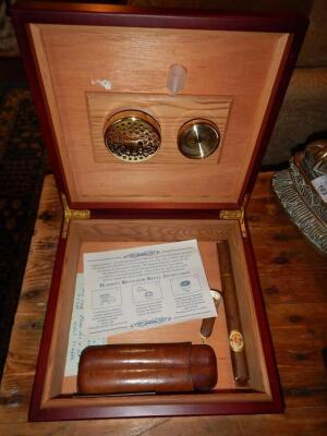 A modern Humidor cigar box and a small collection of cigars. - 2