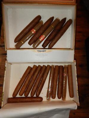 A modern Humidor cigar box and a small collection of cigars. - 3