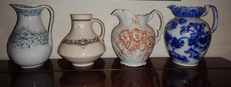 Four late Victorian/Edwardian pottery toilet jugs