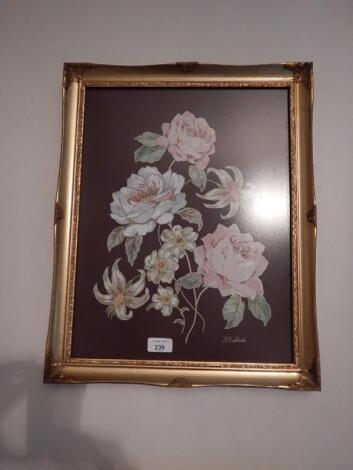 A needlework study of flowers by N Redhead