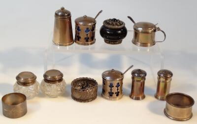 Various silver cruet pieces