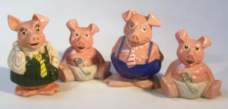 Four various Wade Natwest pigs