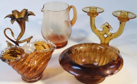 Various amber glass