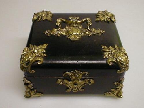 A late 19thC continental ebonised jewellery casket