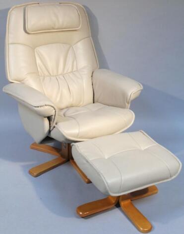 A modern Relaxateeze swivel armchair