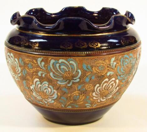 An early 20thC Doulton stoneware jardiniere