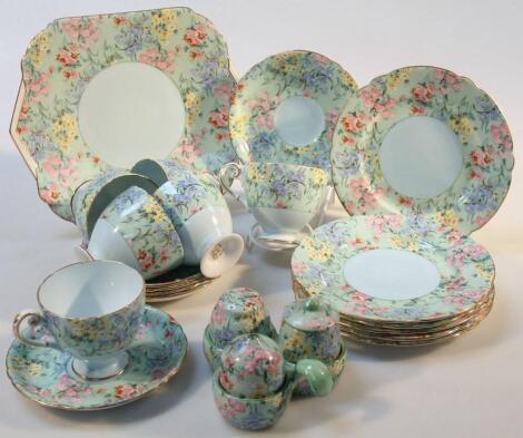 A mid-20thC Shelley Melody pattern part tea service