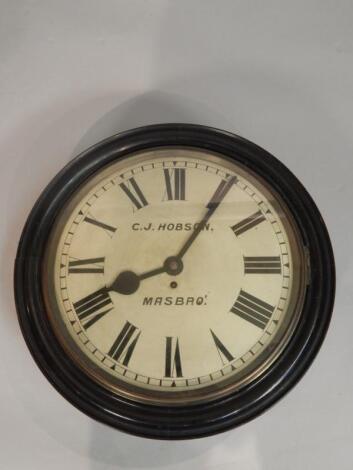 A Victorian ebonised station type wall timepiece