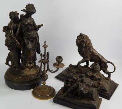 A late 19thC spelter figure group