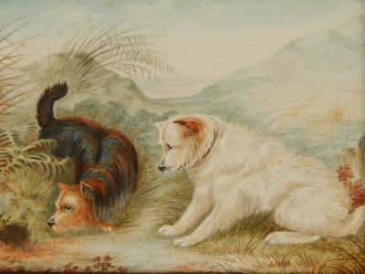 19thC British School. Terriers and fox