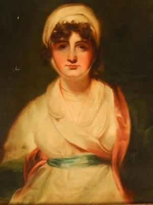 19thC British School. Half length portrait of a woman