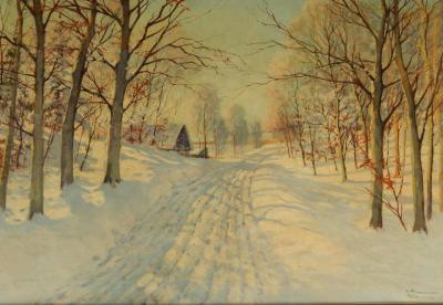 20thC Continental School. Winter landscape