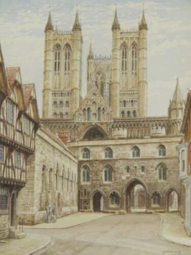 H.H. Findley (20thC). Lincoln Cathedral from Castle Square