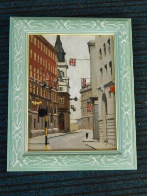 Edith Frances Watt (b.1923). Street scene with flags - 3