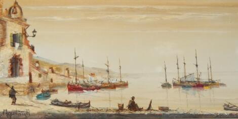 Jorge Aguilar-Agon (b.1936). Fishing boats in harbour