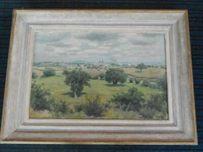 Charles Brooke Farrar (1899-?). Country landscape - with railway line and town in the background - 3