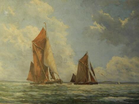 Richard Tearoe (20thC). Sailing boats at sea