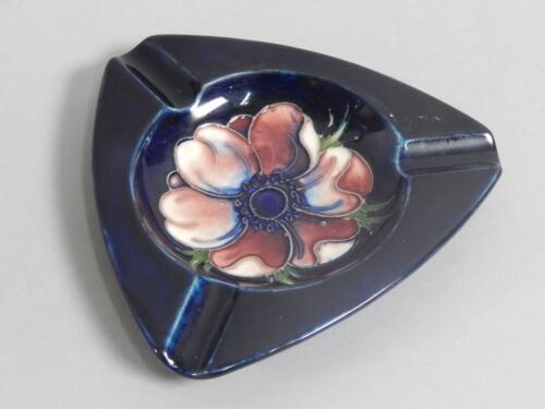 A Moorcroft Anemone pattern ashtray