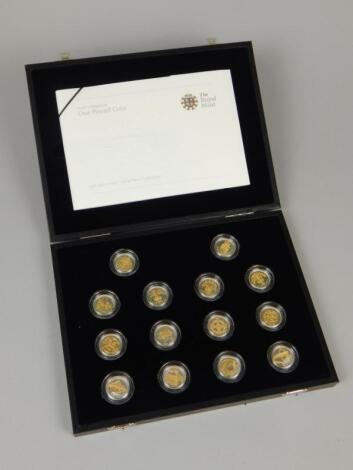 A set of fourteen silver proof £1 coins