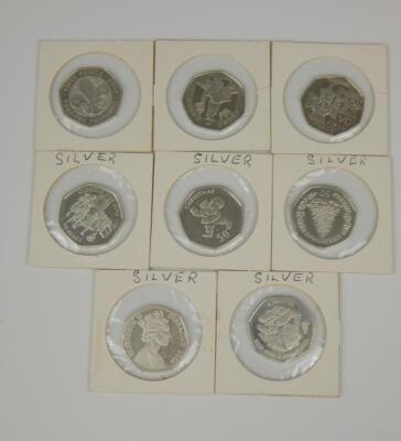 Eight silver 50 pence coins - 2