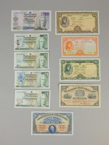 A collection of Scottish and Irish banknotes