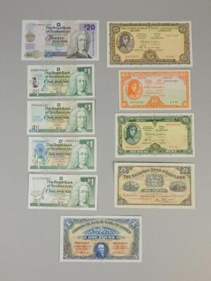 A collection of Scottish and Irish banknotes