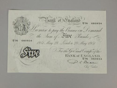 A white £5 note for 1951