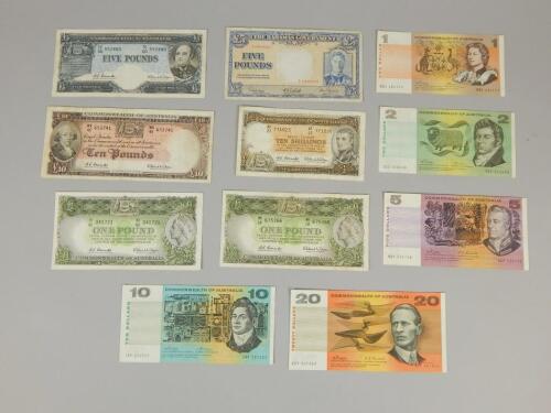 A collection of bank notes from the Commonwealth countries