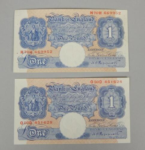 Two blue £1 notes