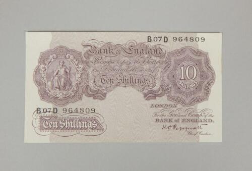 A purple ten shilling note